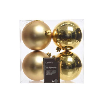Light Gold Boxed Ball Ornaments Set Of 4