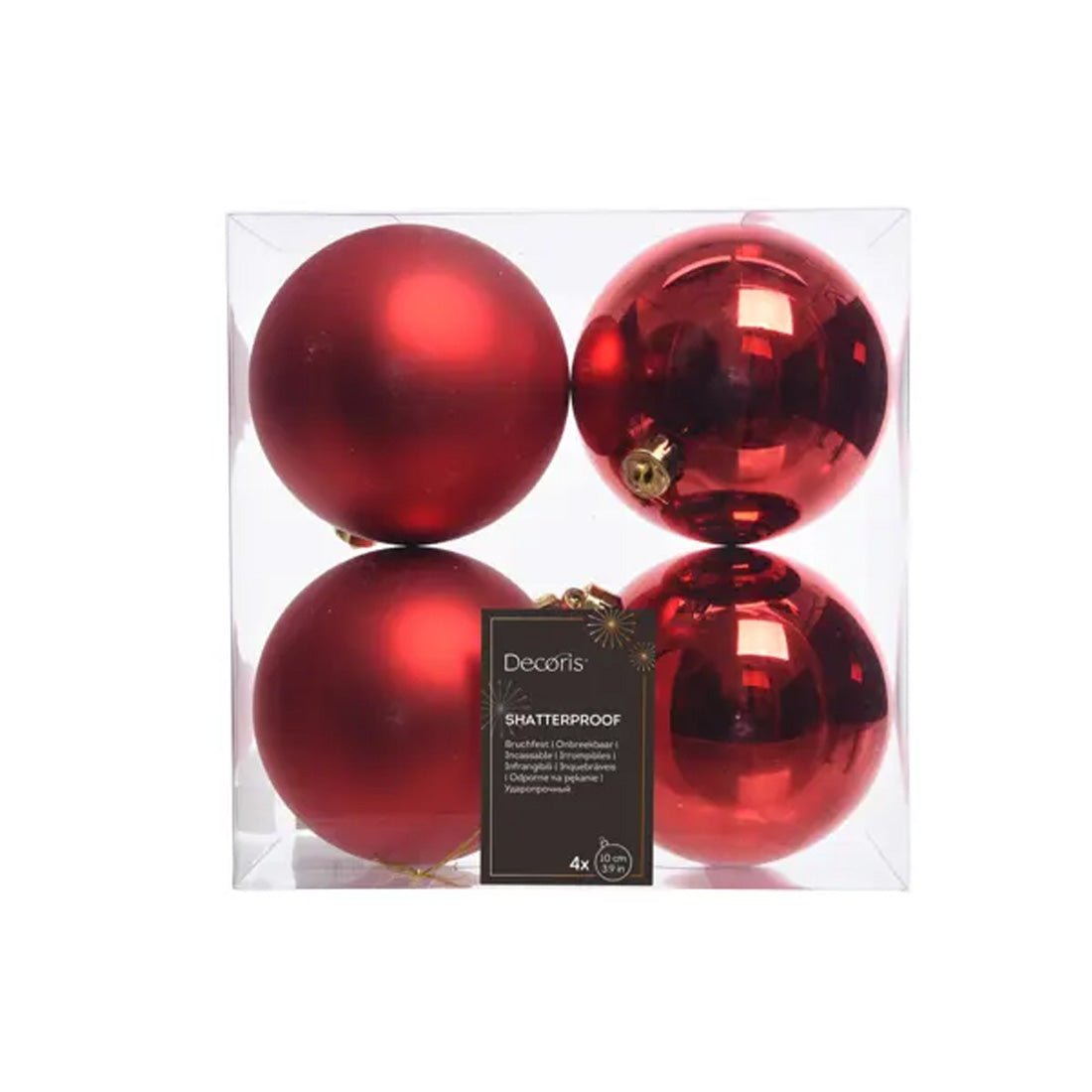 Christmas Red Boxed Ball Ornaments Set Of 4