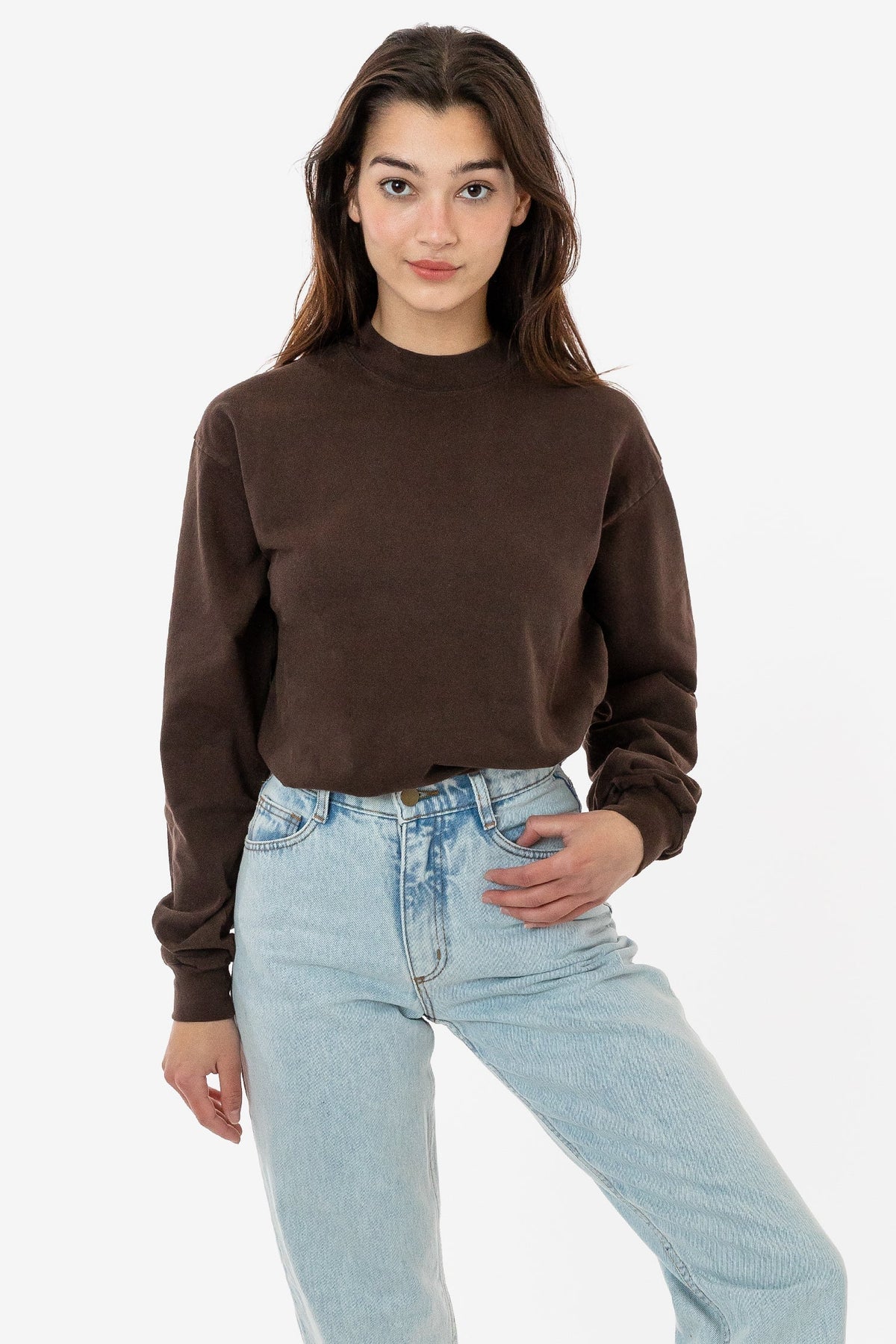 1406GD Unisex - Long Sleeve Garment Dye Mockneck T-Shirt