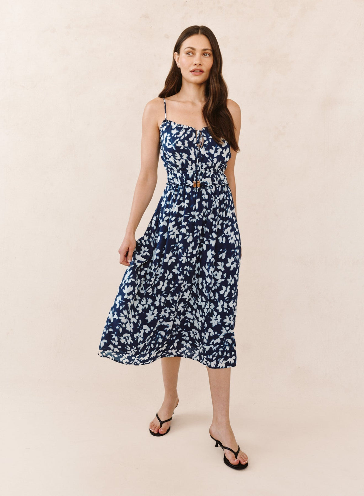 ELASTIC WAIST MIDI DRESS