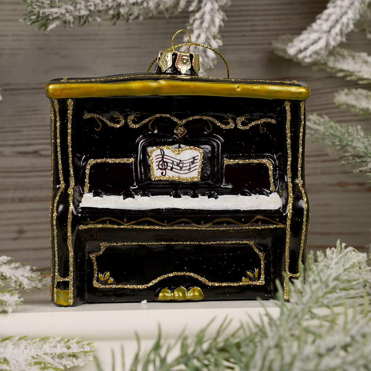 3.5Inch Glass Black Piano Ornament