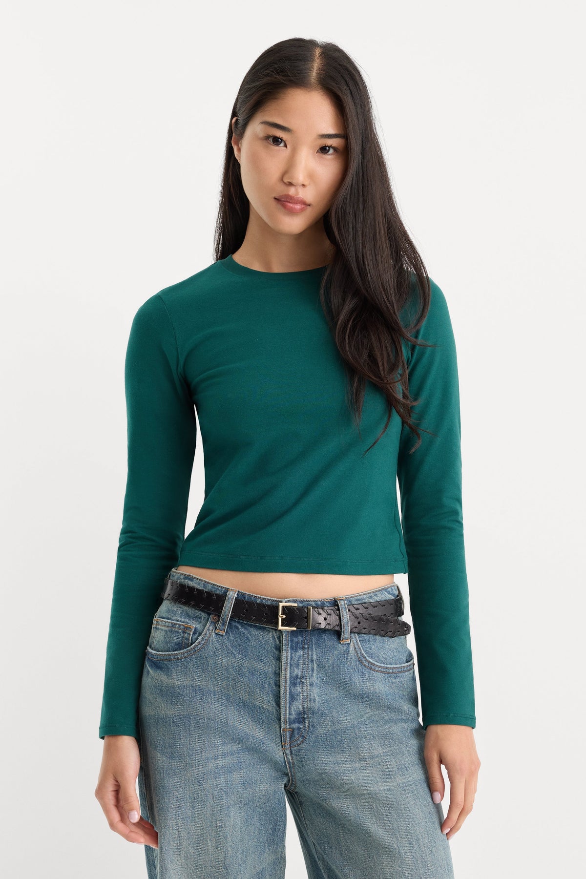 THE LONG SLEEVE BABY TEE | FOREST GREEN