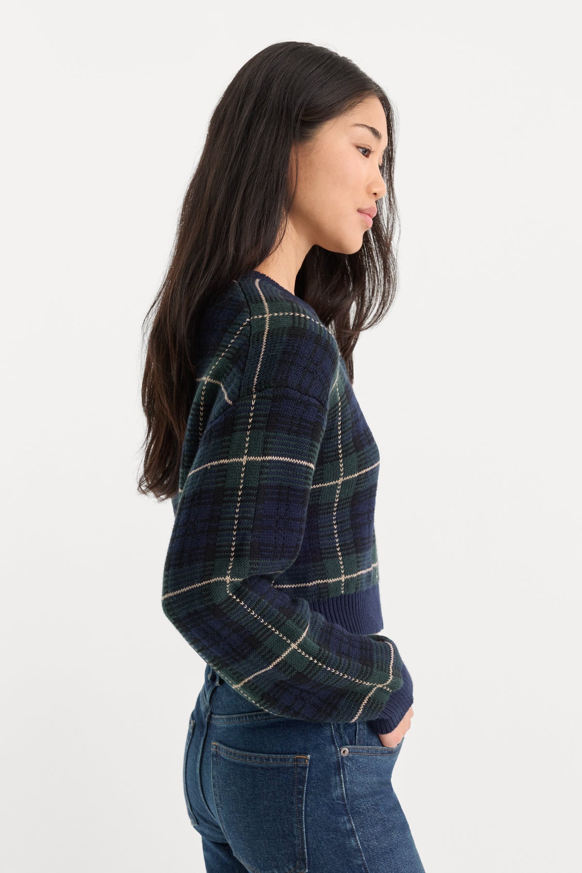 THE JACQUARD CARDIGAN | FOREST PLAID