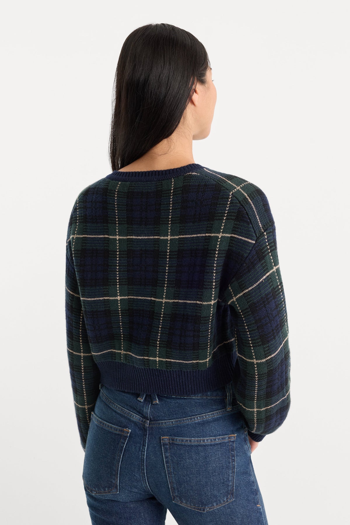 THE JACQUARD CARDIGAN | FOREST PLAID