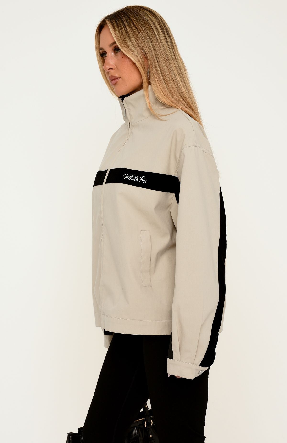 Wilhemina Funnel Neck Jacket Stone/Black