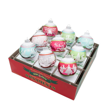 FF Signature Flocked Round Ornaments 9 Count