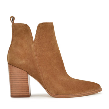 Birds Block Heel Leather Booties