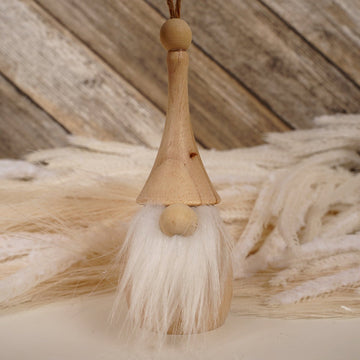 Wooden Fuzzy Gnome Christmas Ornament