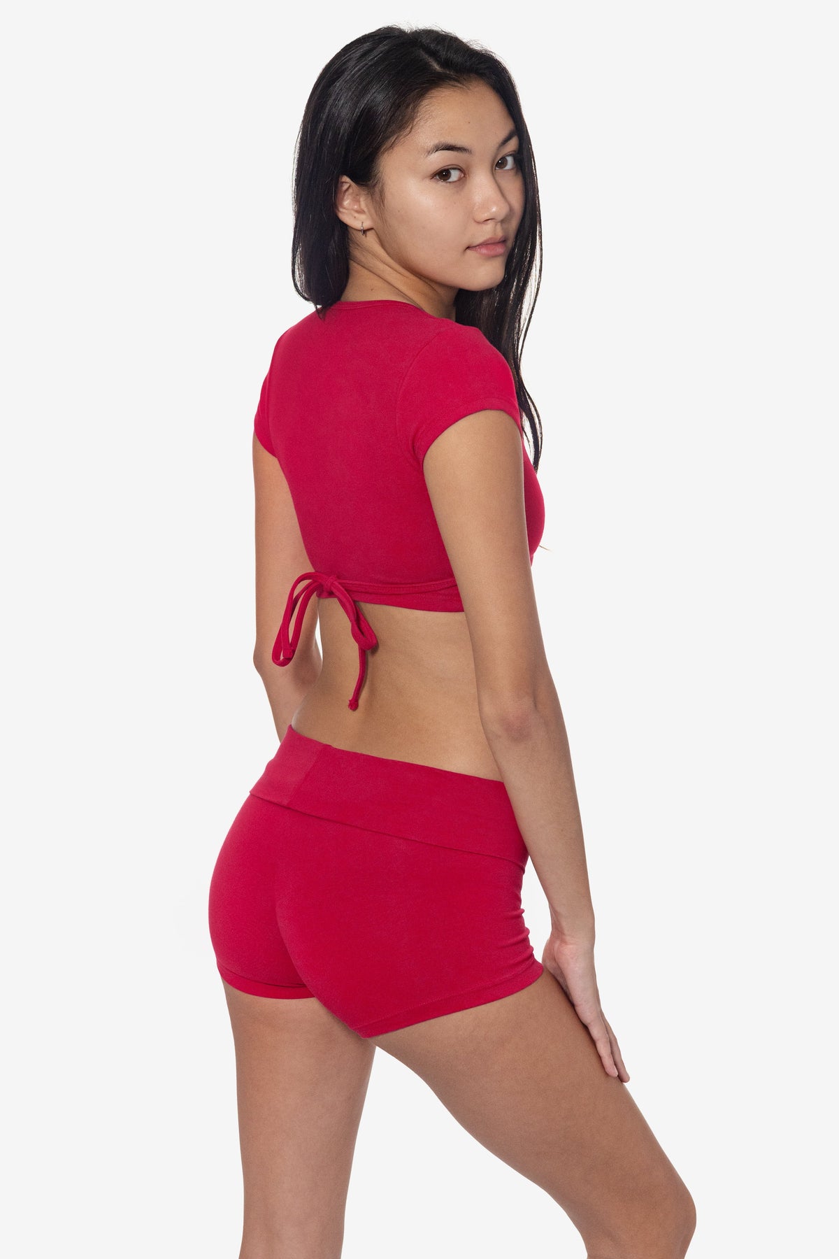 83277GD - Garment Dye Cotton Spandex Cap Sleeve Wrap Top