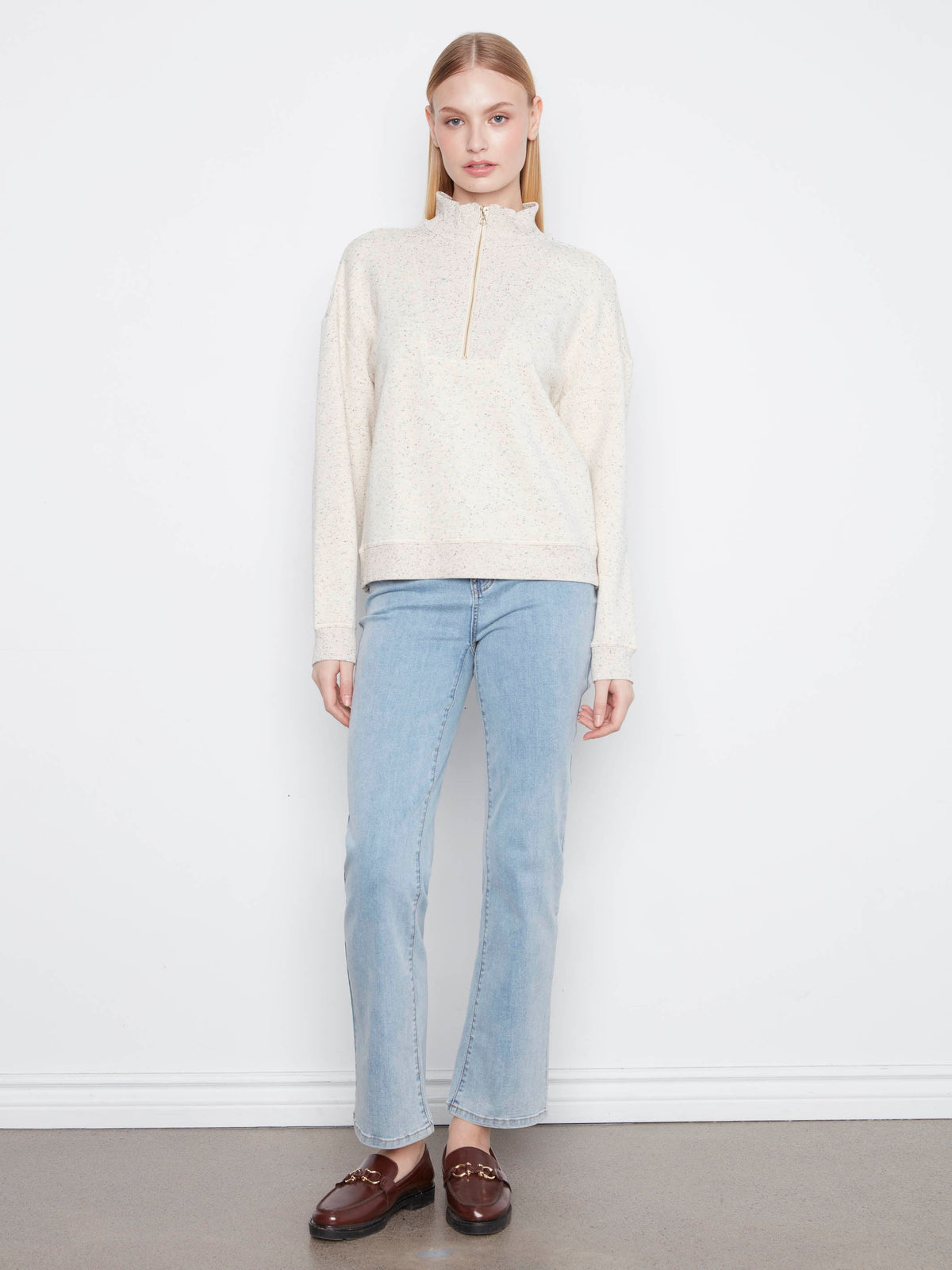 Soft Scuba Half-Zip Sweatshirt - Cookie & Cream
