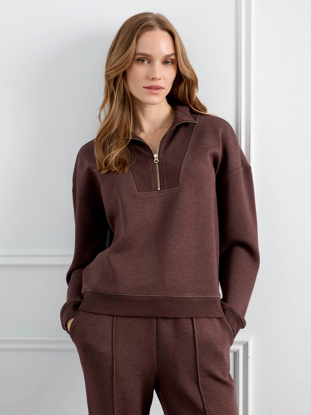Soft Scuba Half-Zip Sweatshirt - Heather Espresso