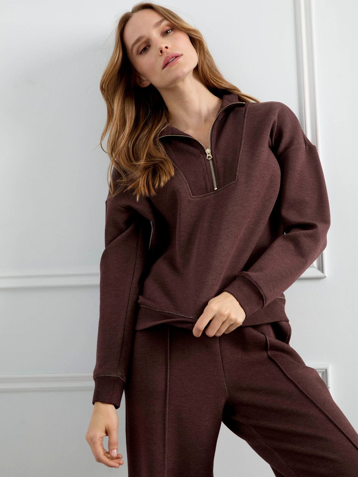 Soft Scuba Half-Zip Sweatshirt - Heather Espresso