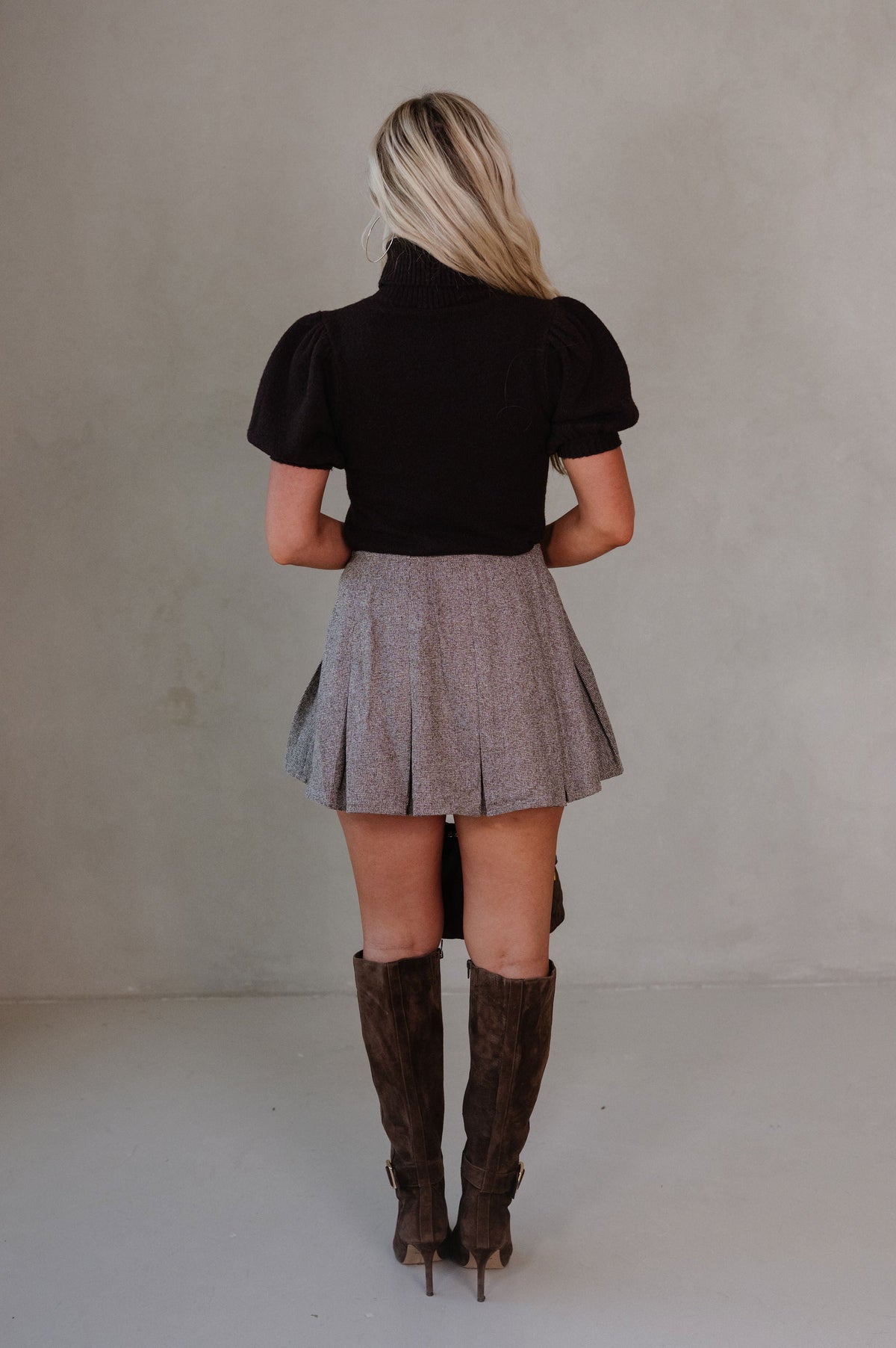 Logan Puff Sleeve Top-Brown