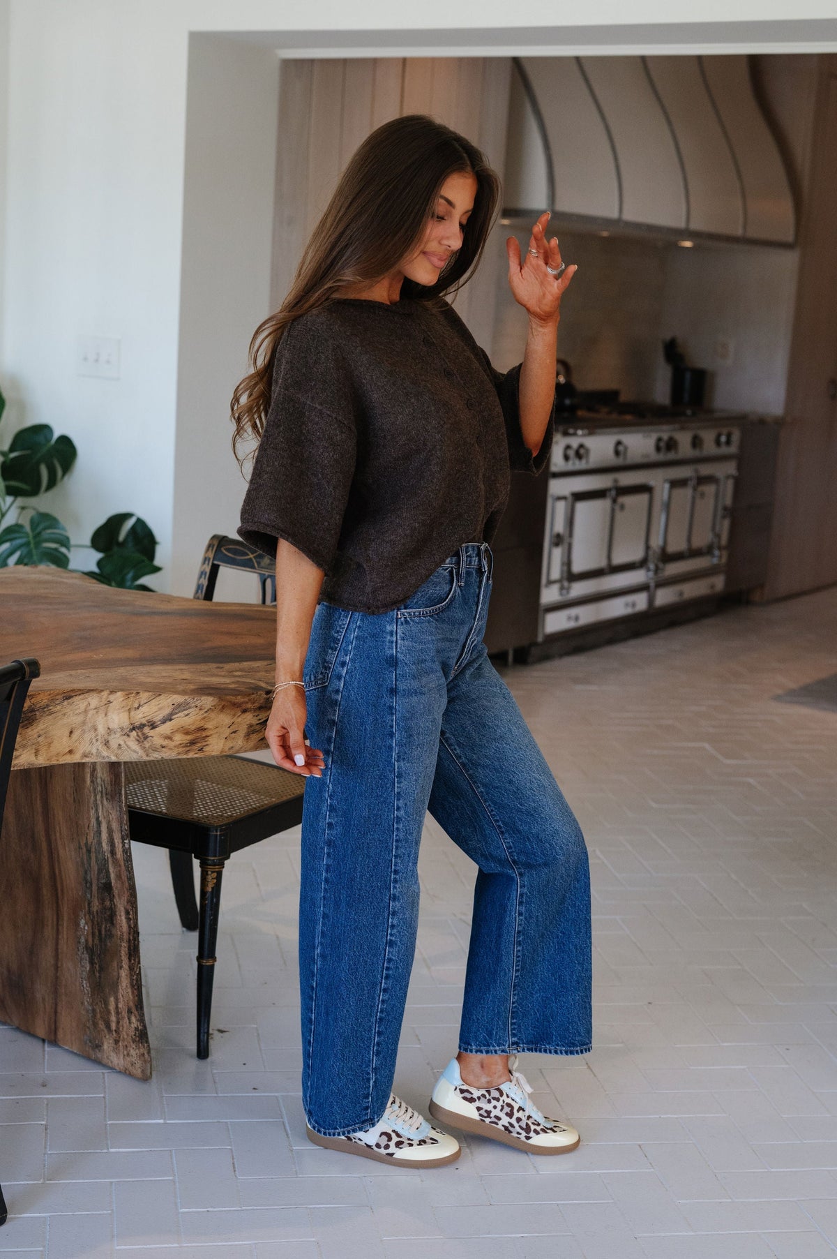 Kelsey Quarter Sleeve Cardigan-Dark Brown