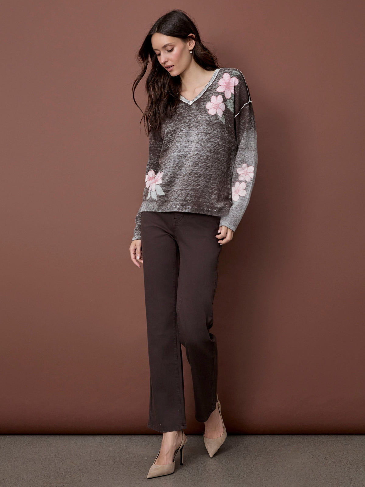 Straight Leg Twill Pants - Coffee