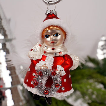 Red Christmas Angel Glass Ornament
