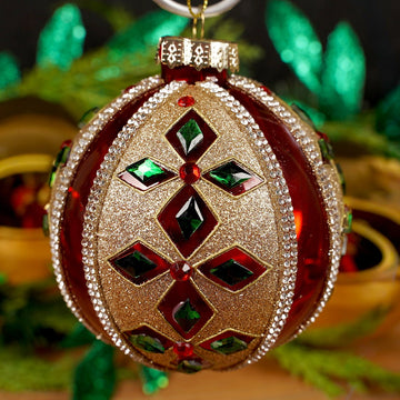 Red Ball With Jewels Christmas Ornament