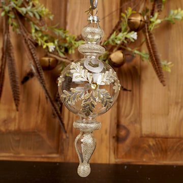 8.5Inch Glass Gold Leaf Finial Ornament
