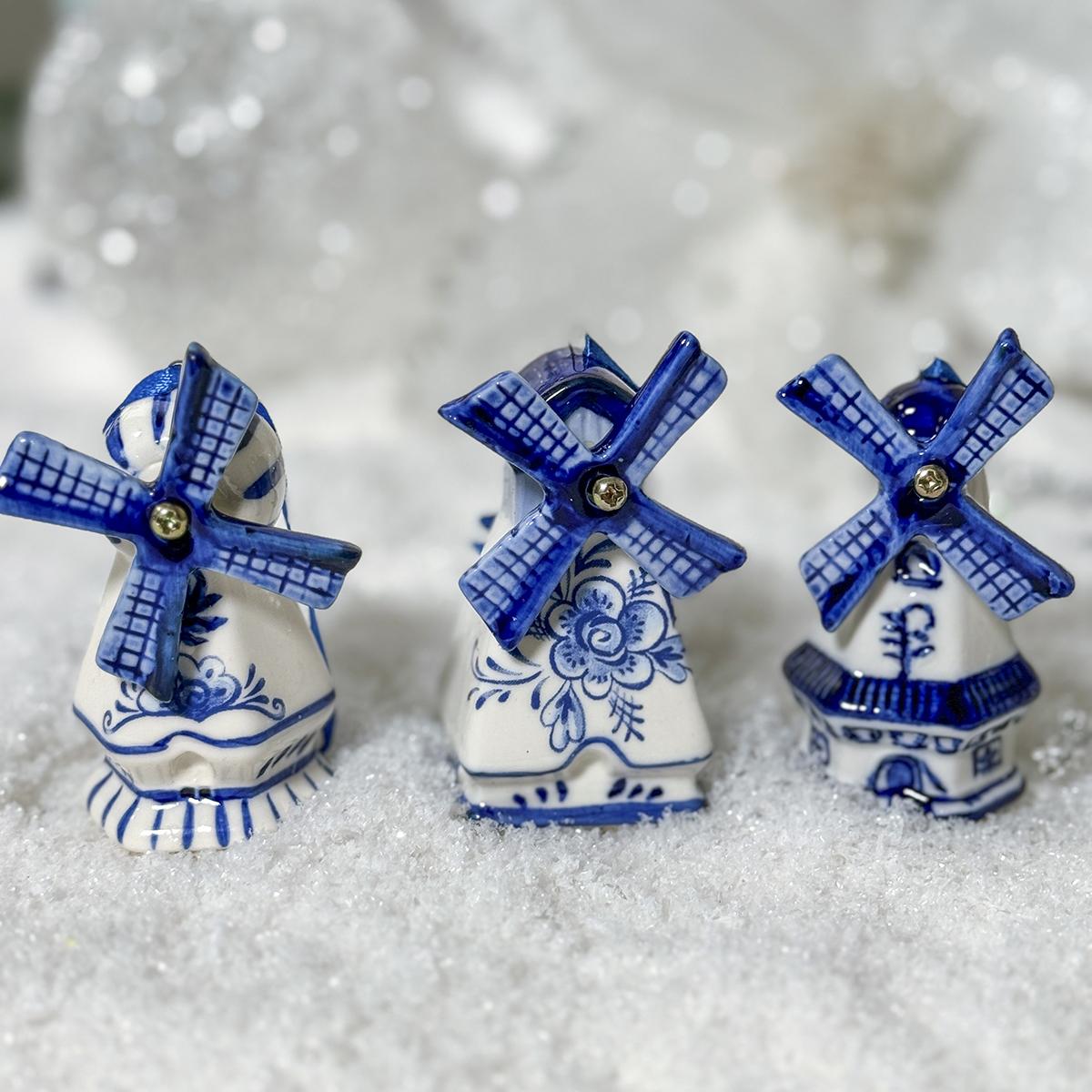 Delft Blue Windmill Ornaments