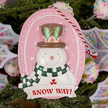 Pink Snowman Christmas Snow Way Ornament