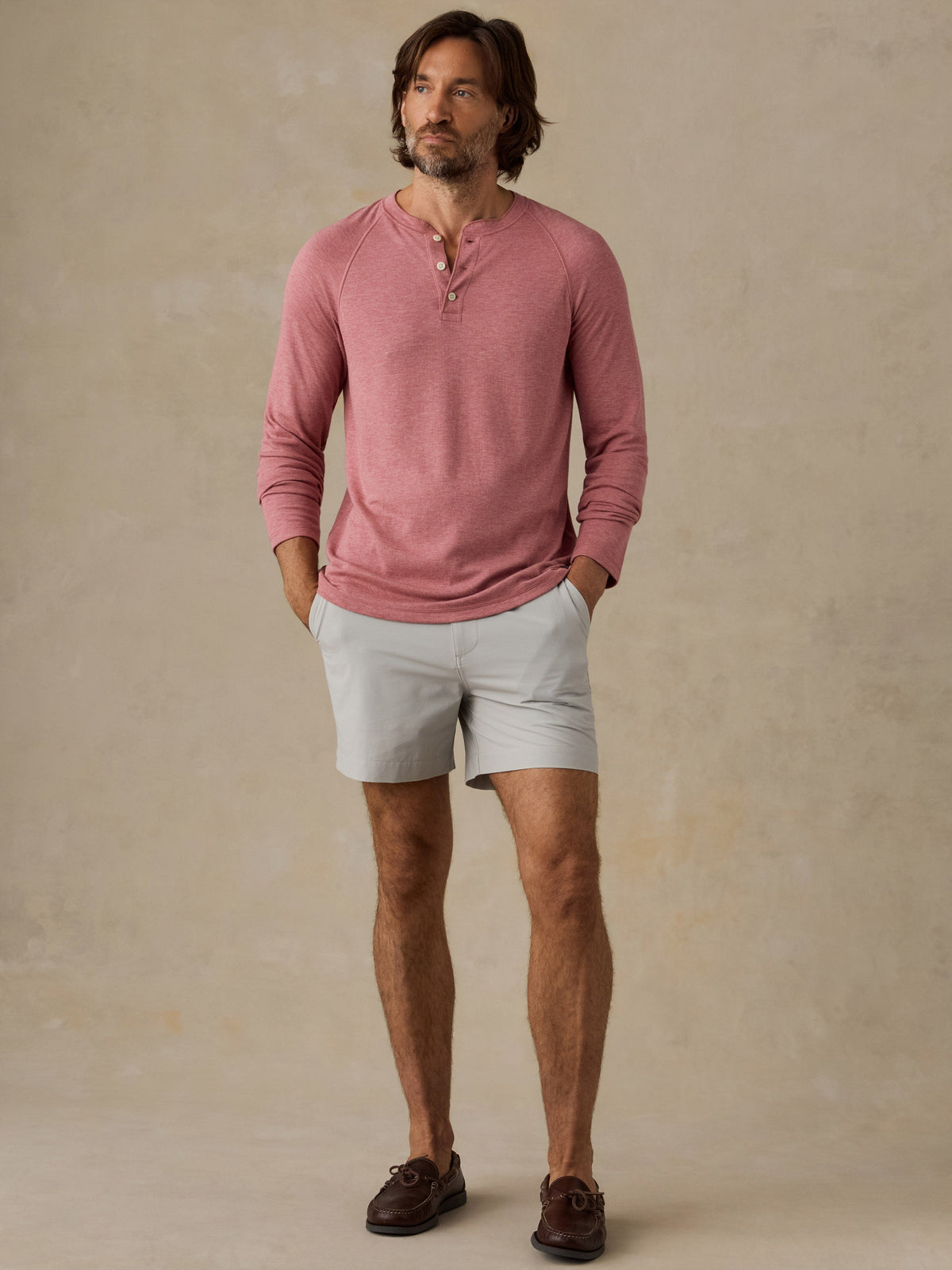 Long-Sleeve Cloud Henley - Red Sunrose Feeder