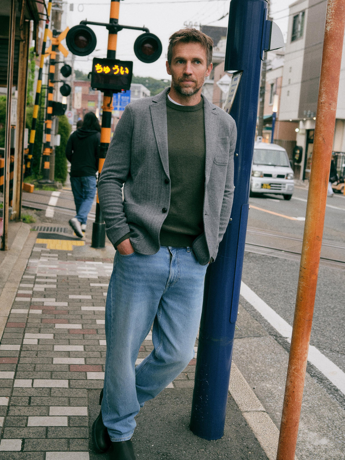 Inlet Knit Tweed Blazer - Grey Night Herringbone