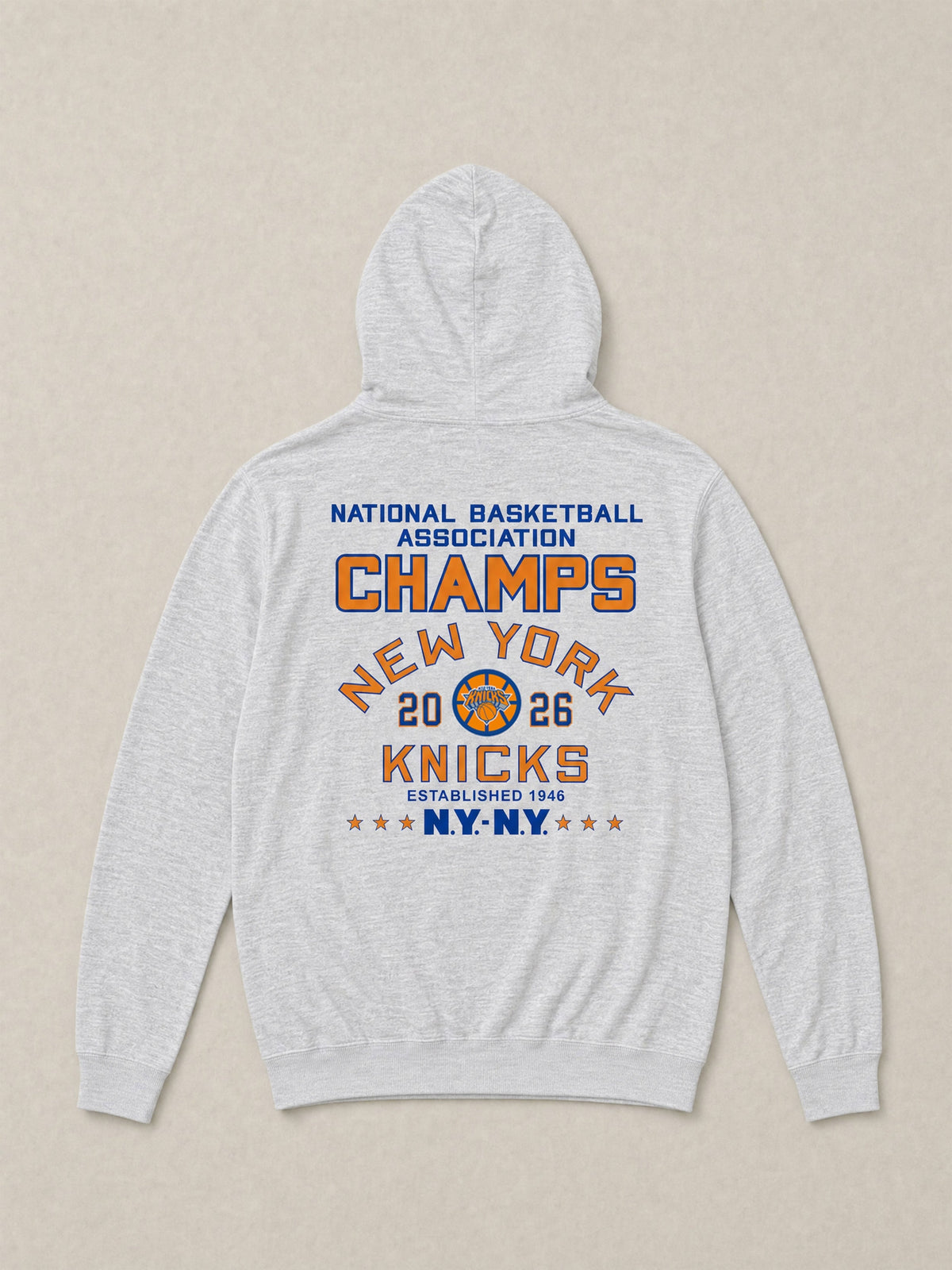 NY Knicks Sunwashed Organic Hoodie - Light Grey Heather