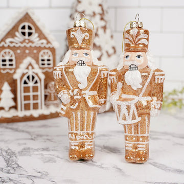 Glass Gingerbread Nutcracker Ornaments
