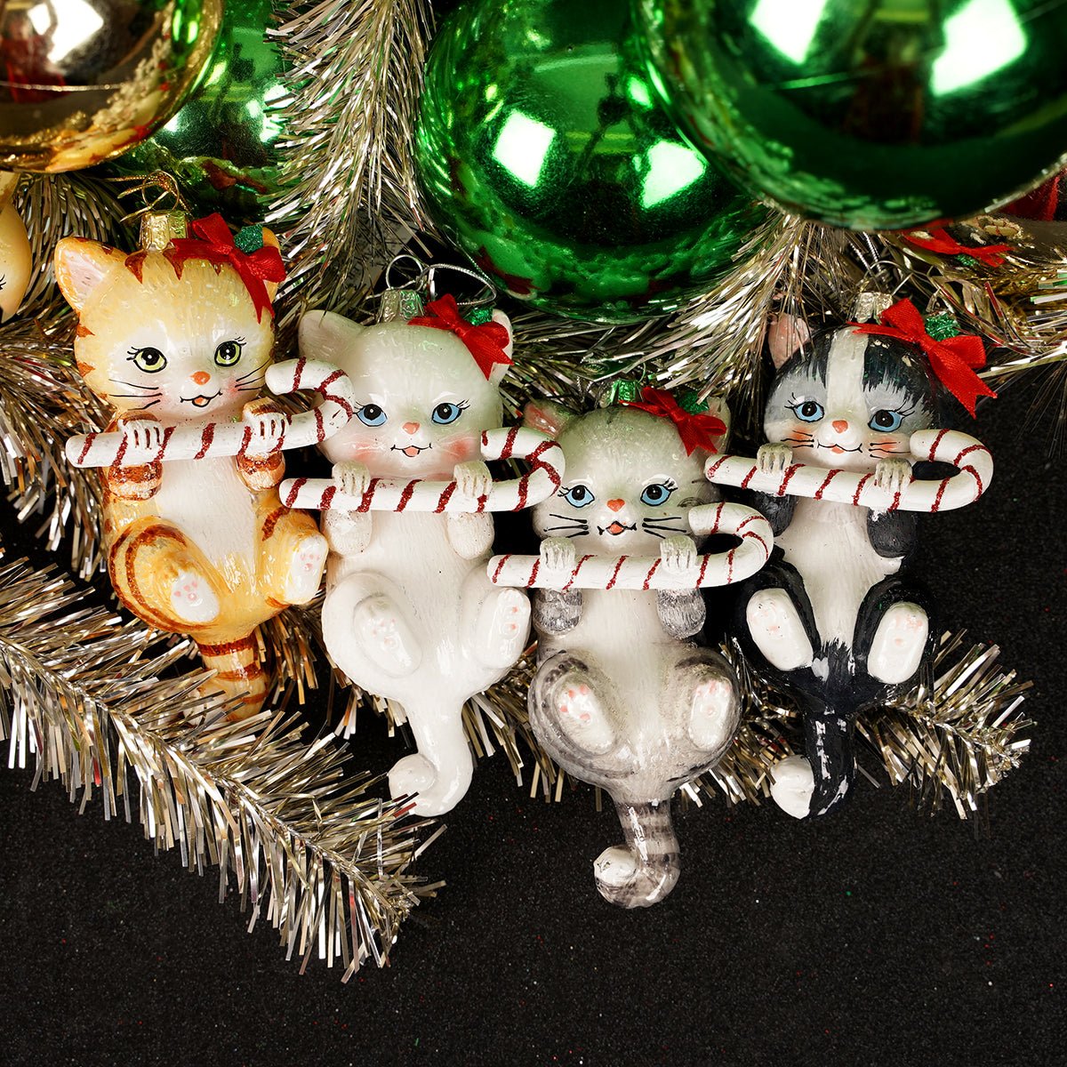 Noble Gems Cat with Candy Cane Ornament