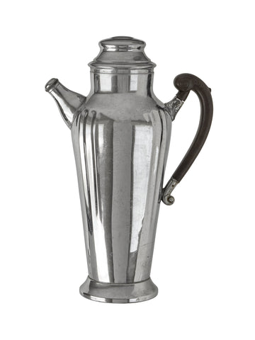 Vintage Art Deco Ribbed Cocktail Shaker Black Carved Handle