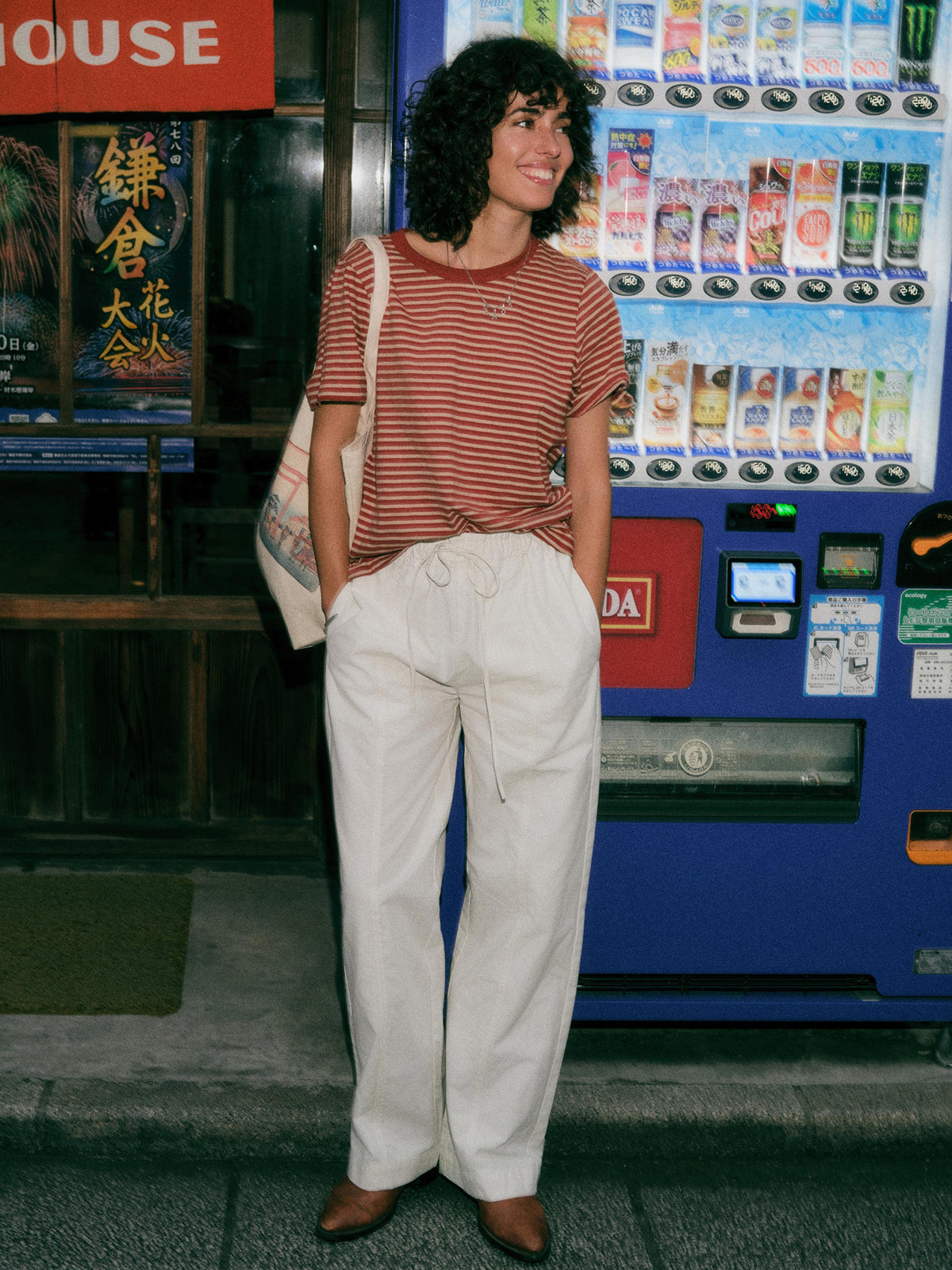 Cotton Twill Drawstring Pant - Egret