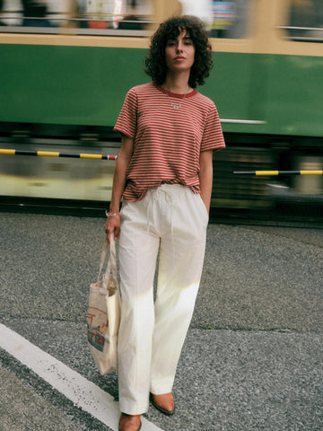 Sunwashed Regenerative Tee - Red Ochre Mini Stripe