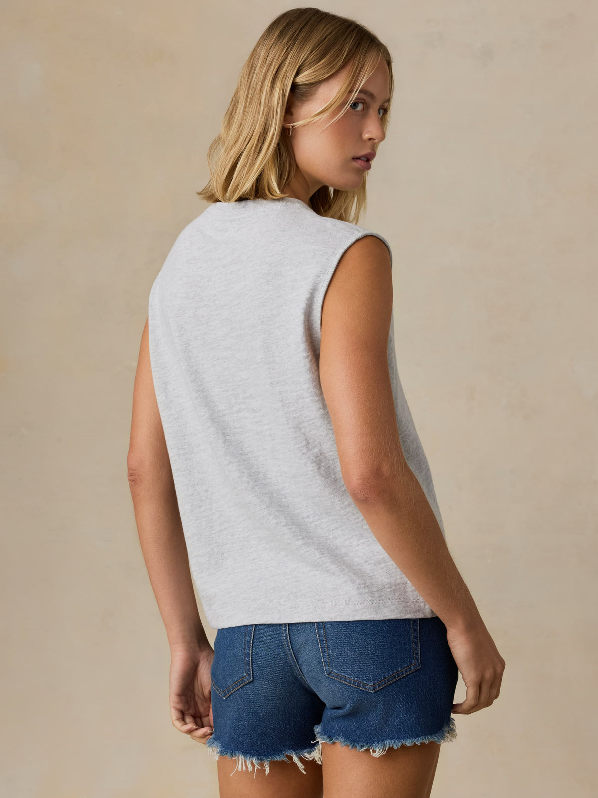 Sunwashed Organic Muscle Tank - Light Grey Heather