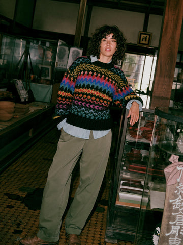 Apres Alpaca Midnight Bay Crew - Harbor Lights Fairisle
