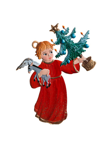 Wilhelm Schweizer Pewter Angel with Tree Ornament