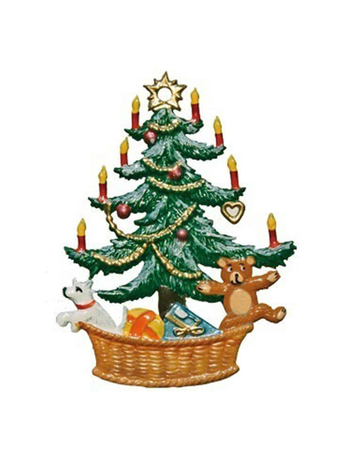 Wilhelm Schweizer Pewter Christmas Tree in Basket Ornament