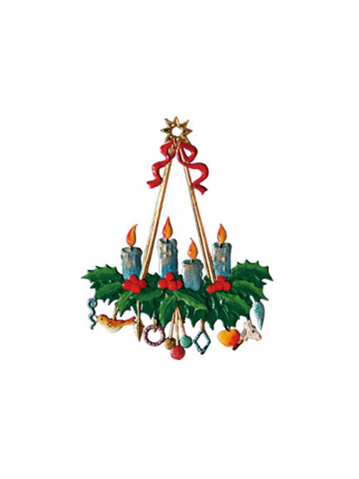 Wilhelm Schweizer Pewter Holly Advent Wreath Ornament