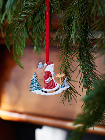 Wilhelm Schweizer Pewter Santa in Forest Christmas Ornament