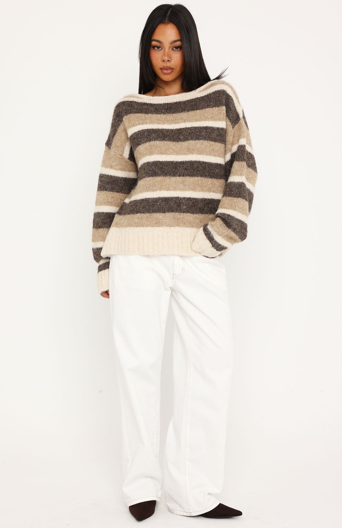 Softer Love Knit Sweater Neutral Stripe