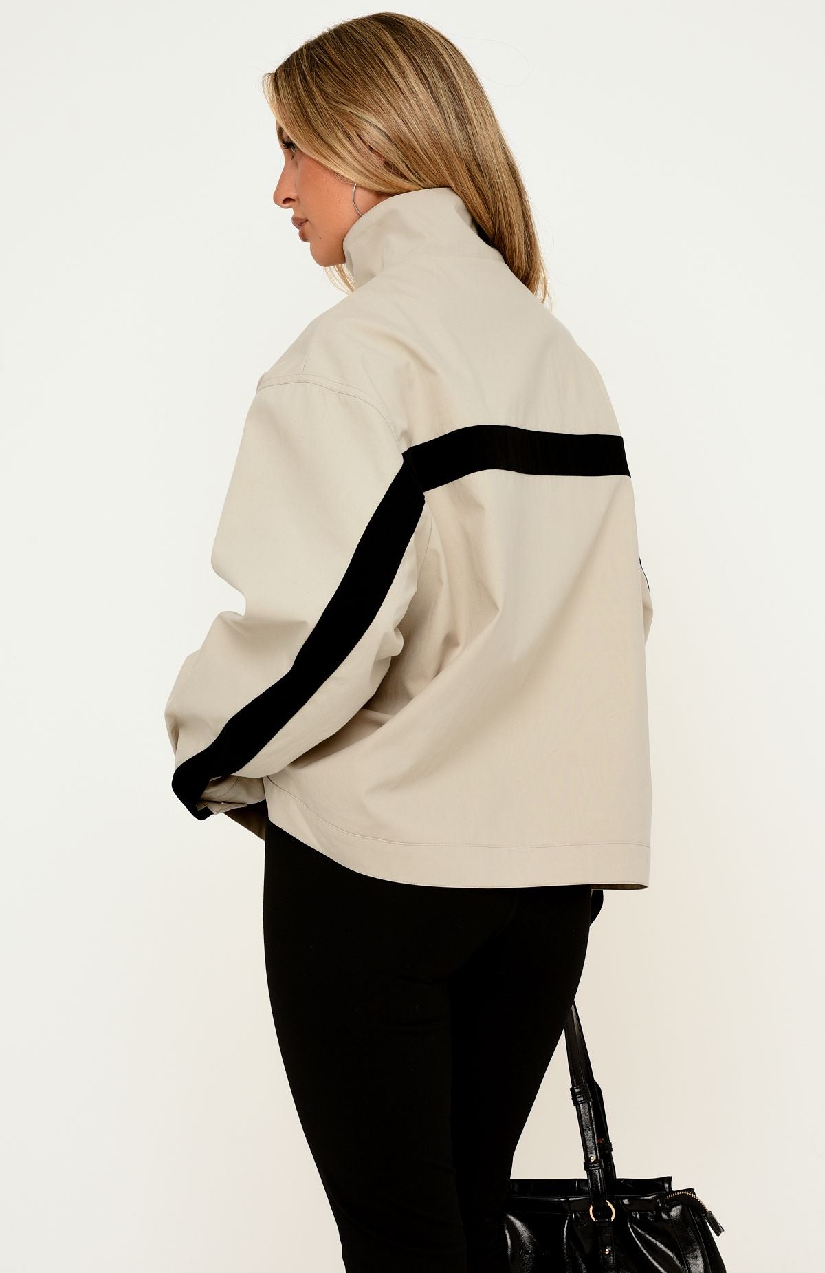 Wilhemina Funnel Neck Jacket Stone/Black