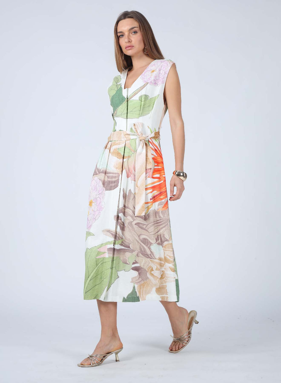 ALANA V-NECK A-LINE MIDI DRESS