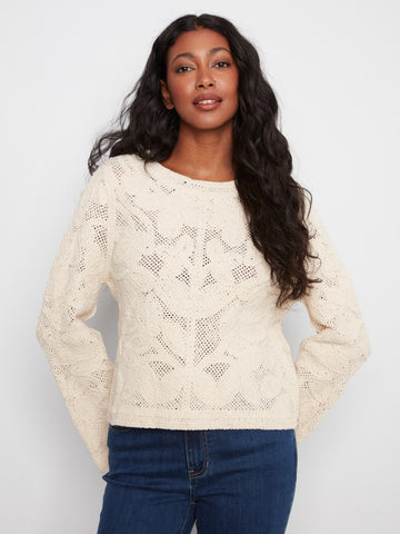 Reversible Cotton Crochet Cardigan - Natural