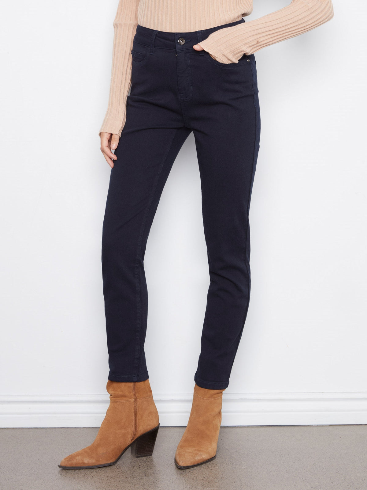 Slim Leg Twill Pants - Navy