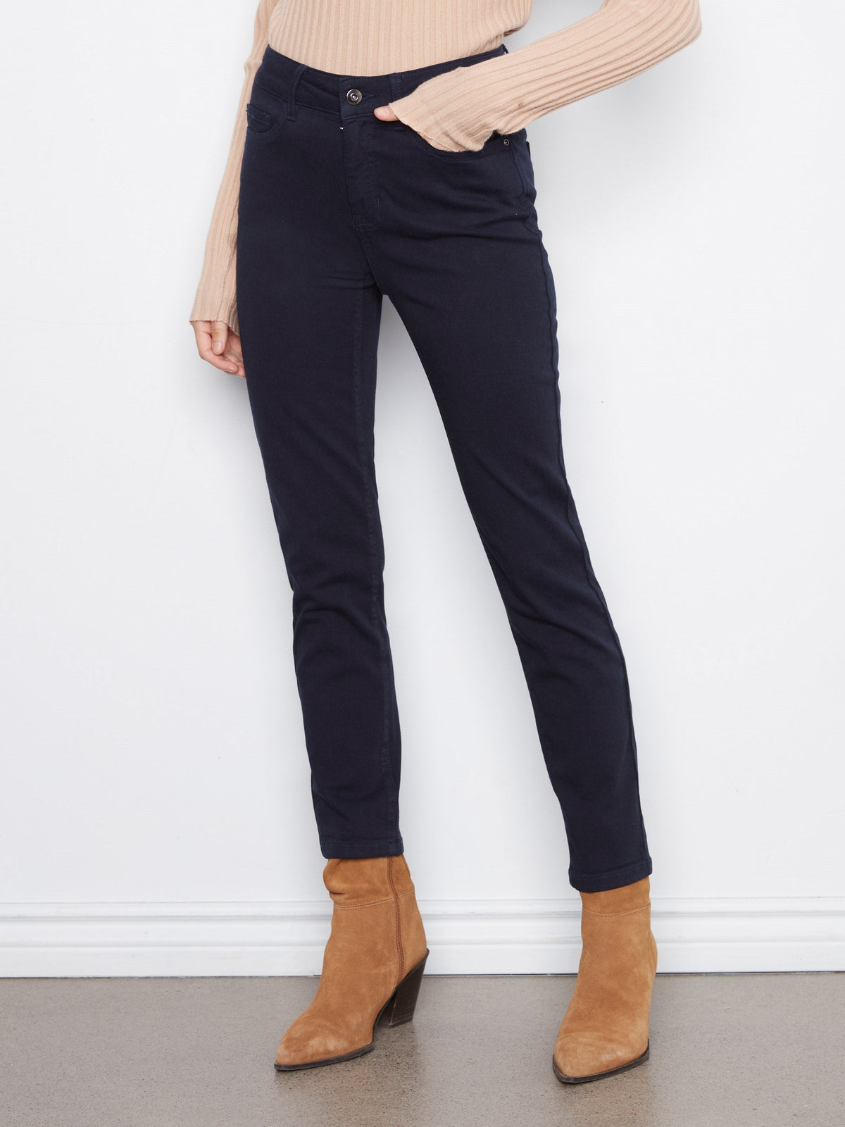 Slim Leg Twill Pants - Navy