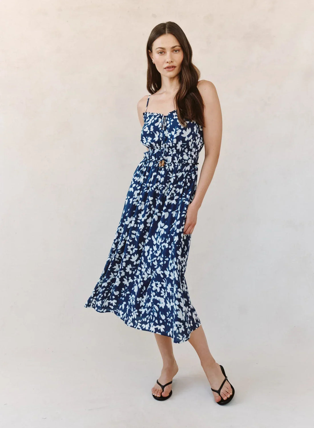 ELASTIC WAIST MIDI DRESS