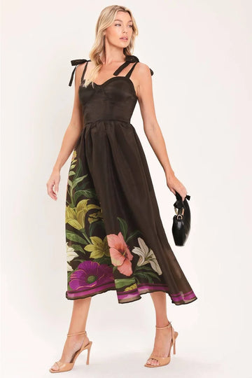 PRINTED WOVEN MIDI DRESS