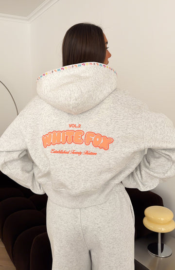 Vol. 2 Boxy Zip Front Hoodie Grey Marle
